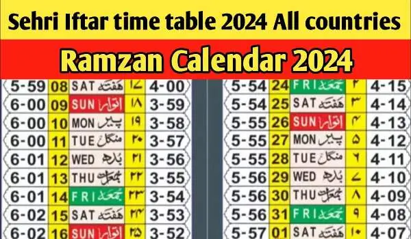 Ramadan 2024 Calendar